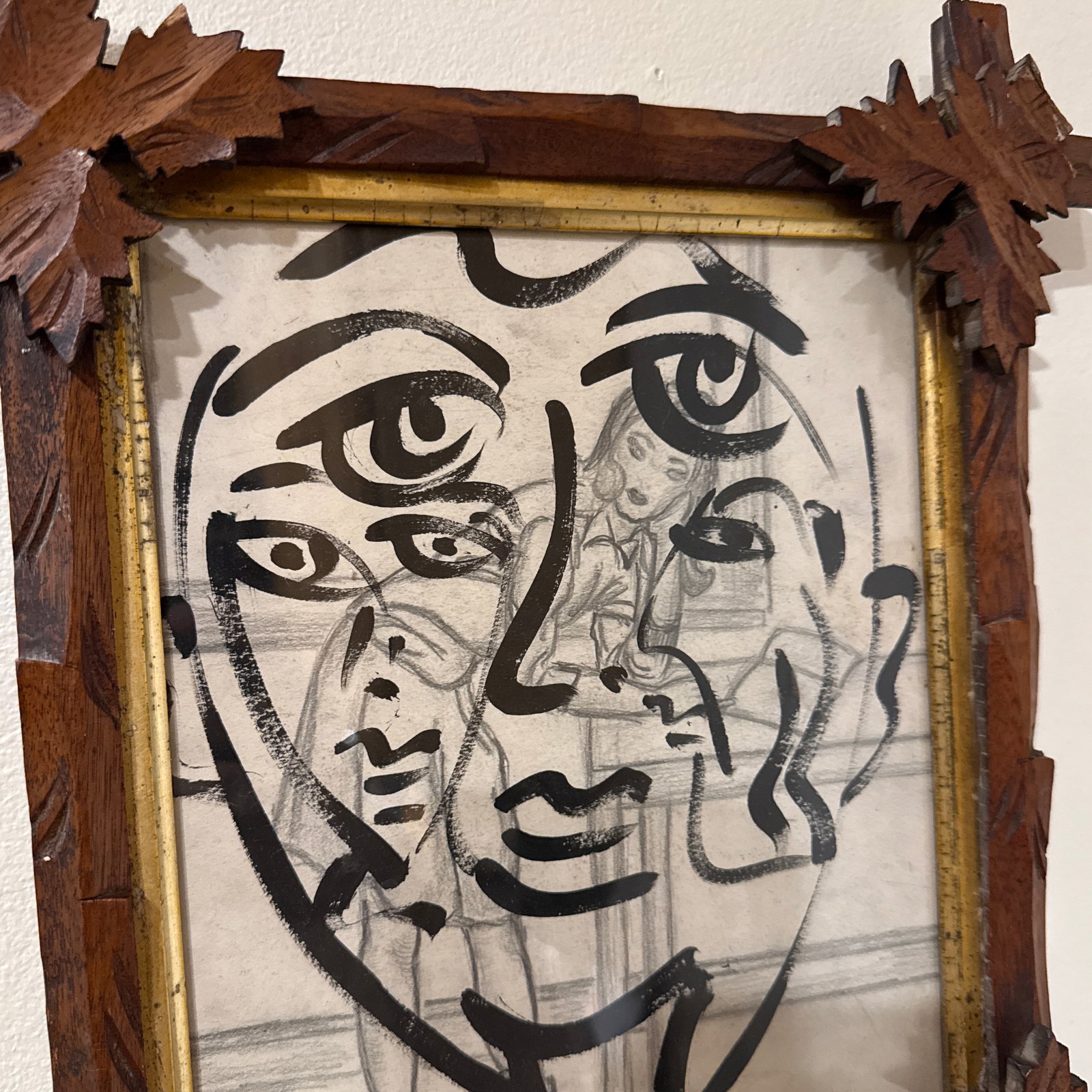 1970s Peter Keil Original Black & White Abstract Portrait Painting - 4