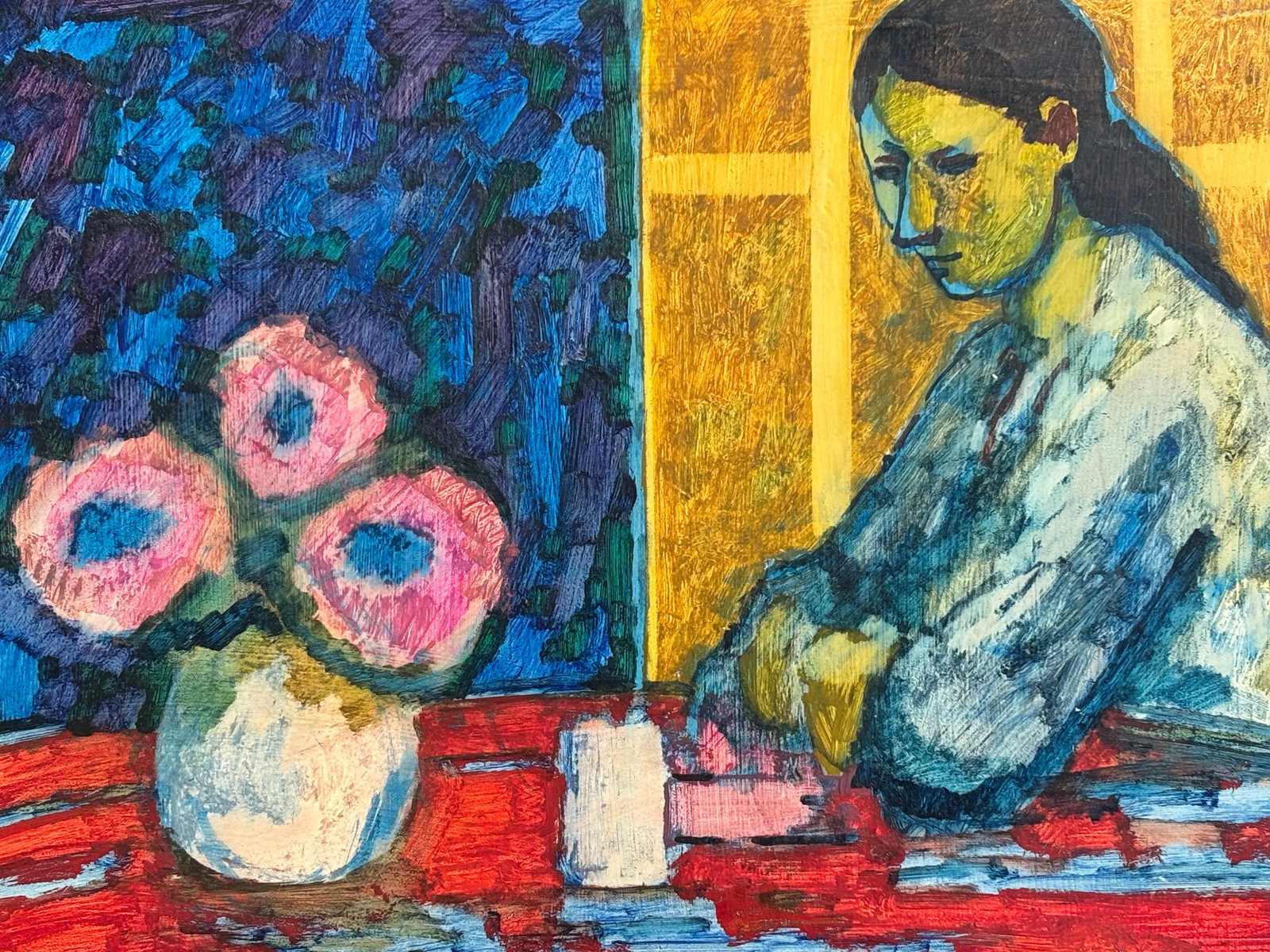 Original Mid-Century American Original Oil on Canvas Interior Scene - Portrait of a Lady - 1961 - 2