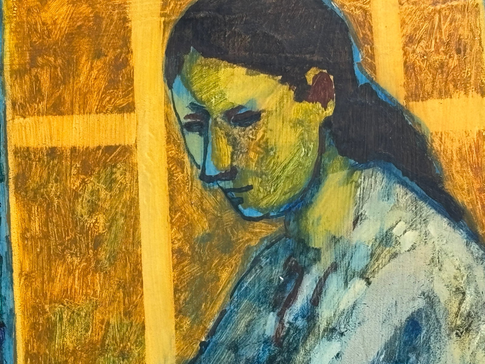Original Mid-Century American Original Oil on Canvas Interior Scene - Portrait of a Lady - 1961 - 3
