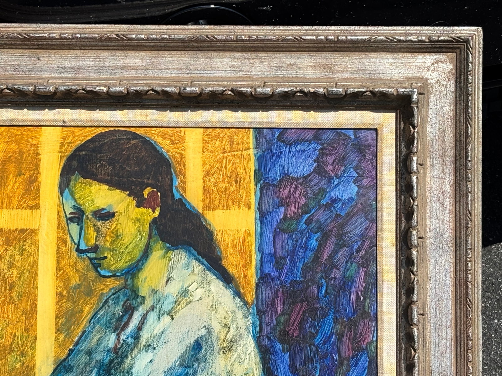 Original Mid-Century American Original Oil on Canvas Interior Scene - Portrait of a Lady - 1961 - 5