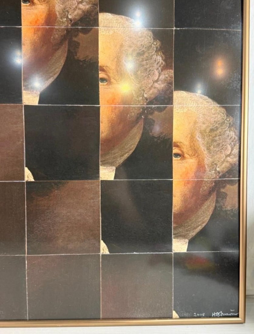 "Four Georges" #1/5 - Framed Collage, Herbert Simon Estate, 2008 - 9
