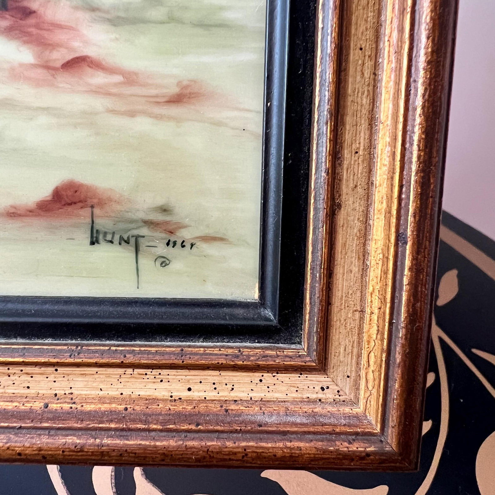 Vintage painting of sheep in a meadow, painted on a porcelain tile/substrate // soft pastel colors / - 9