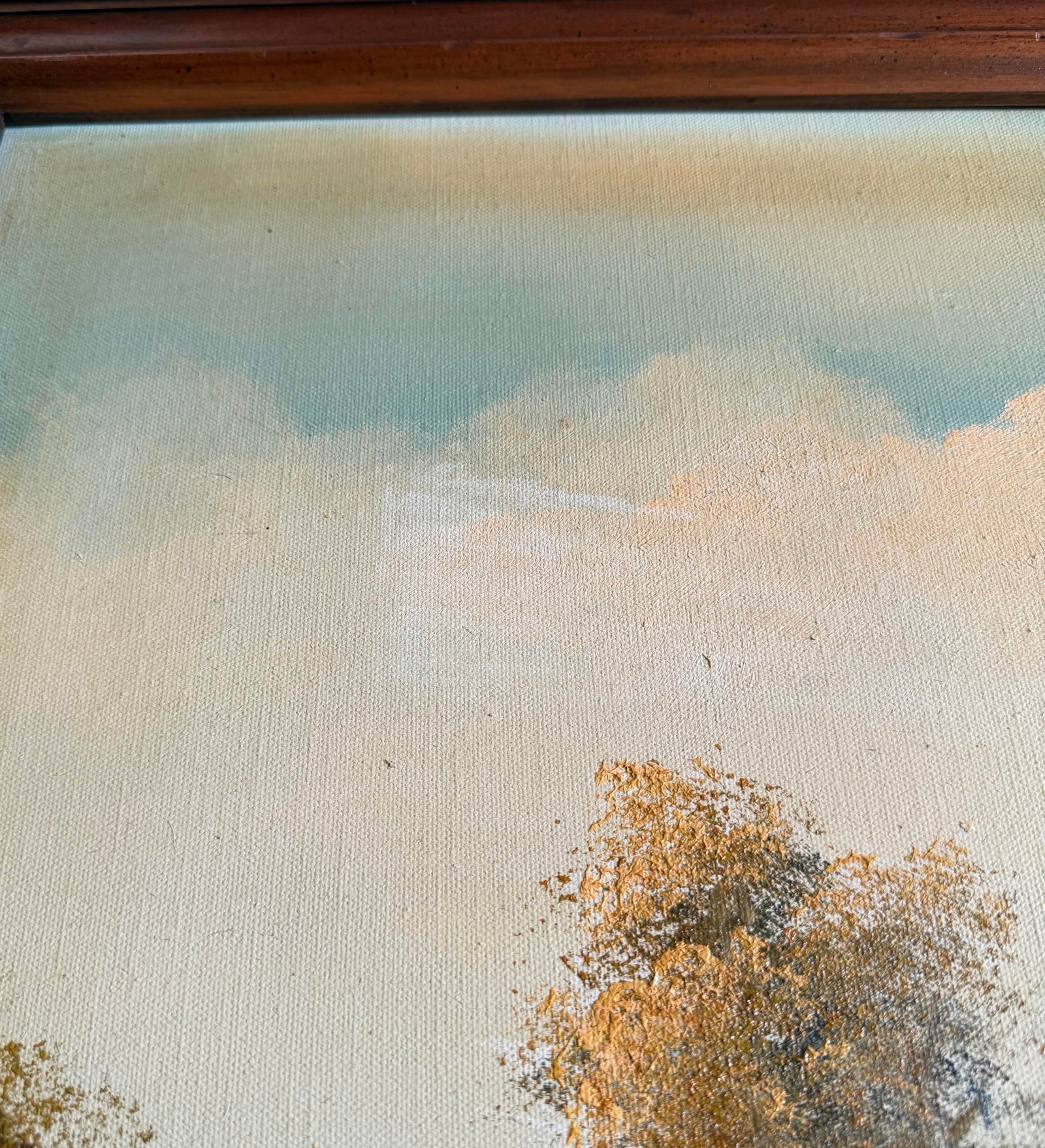 Mid-Century Signed Original Oil Painting on Canvas, Lake & Mountains 29x41 - 10