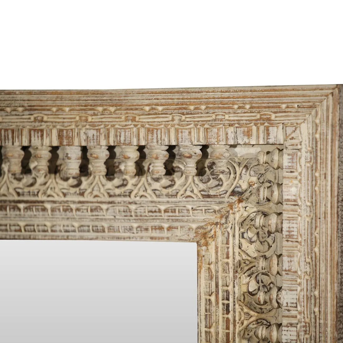 Ornate Moorish Mirror| Hand Carved Distressed Large Mirror | Farmhouse Hotel Entryway Unique Leaning - 3