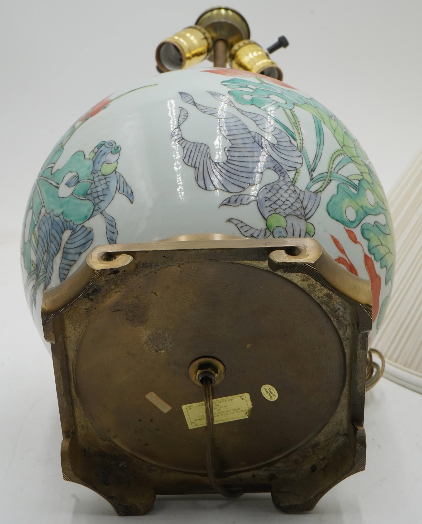 1980s Maitland Smith Oriental Brass & Porcelain Ginger Jar Lamp - 10