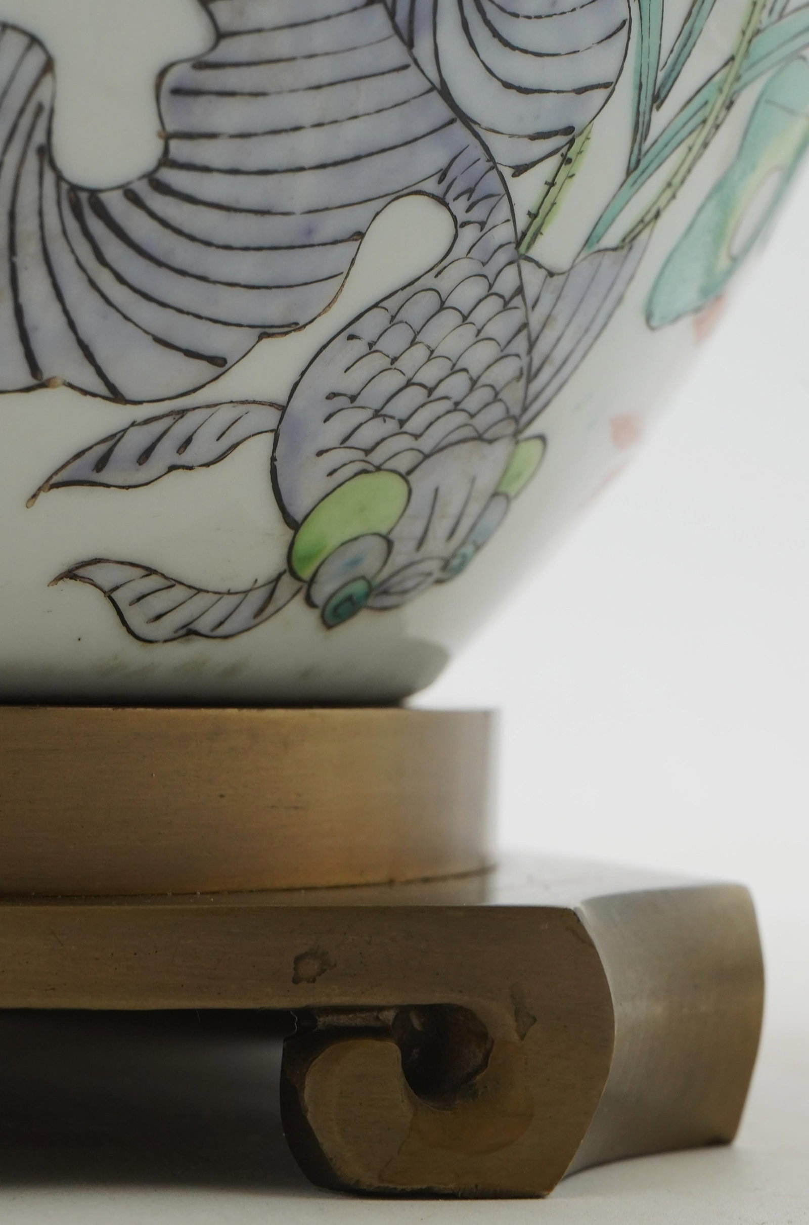1980s Maitland Smith Oriental Brass & Porcelain Ginger Jar Lamp - 5