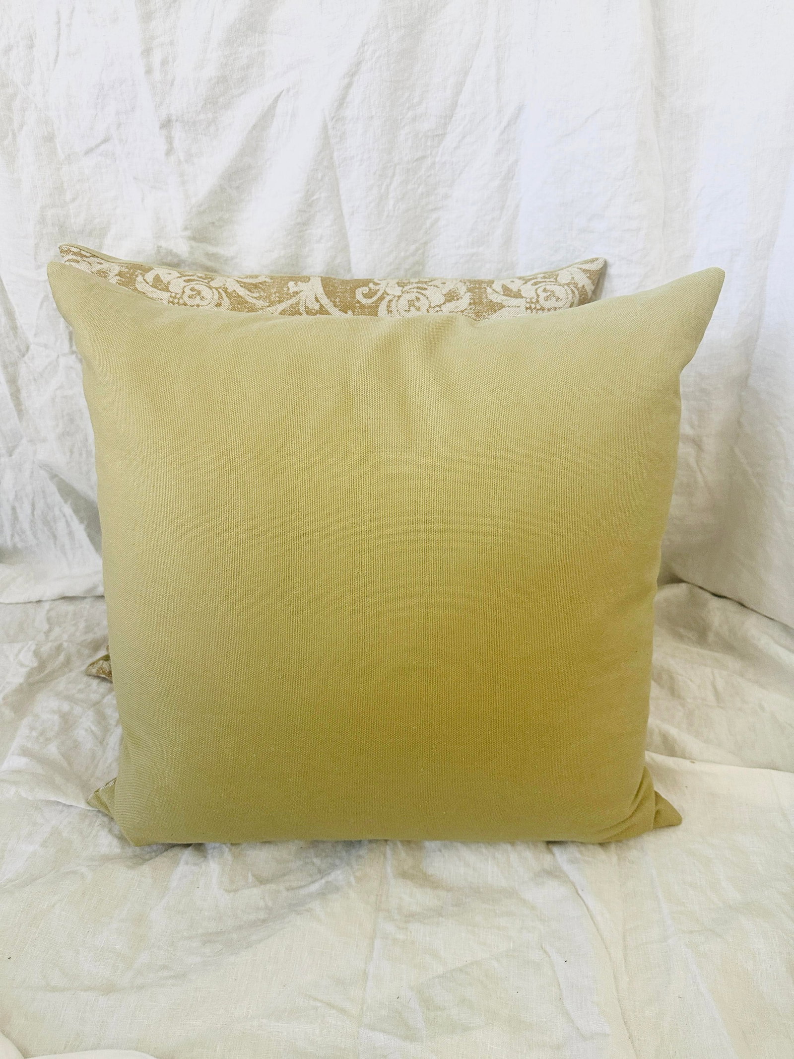 Pair of Rustic European Linen Decor Pillows Gryphon Print - 2