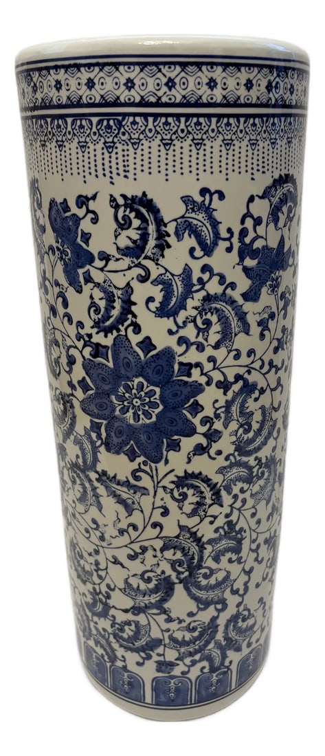 Vintage Chinoiserie Blue and White Umbrella Stand (1 of 5)