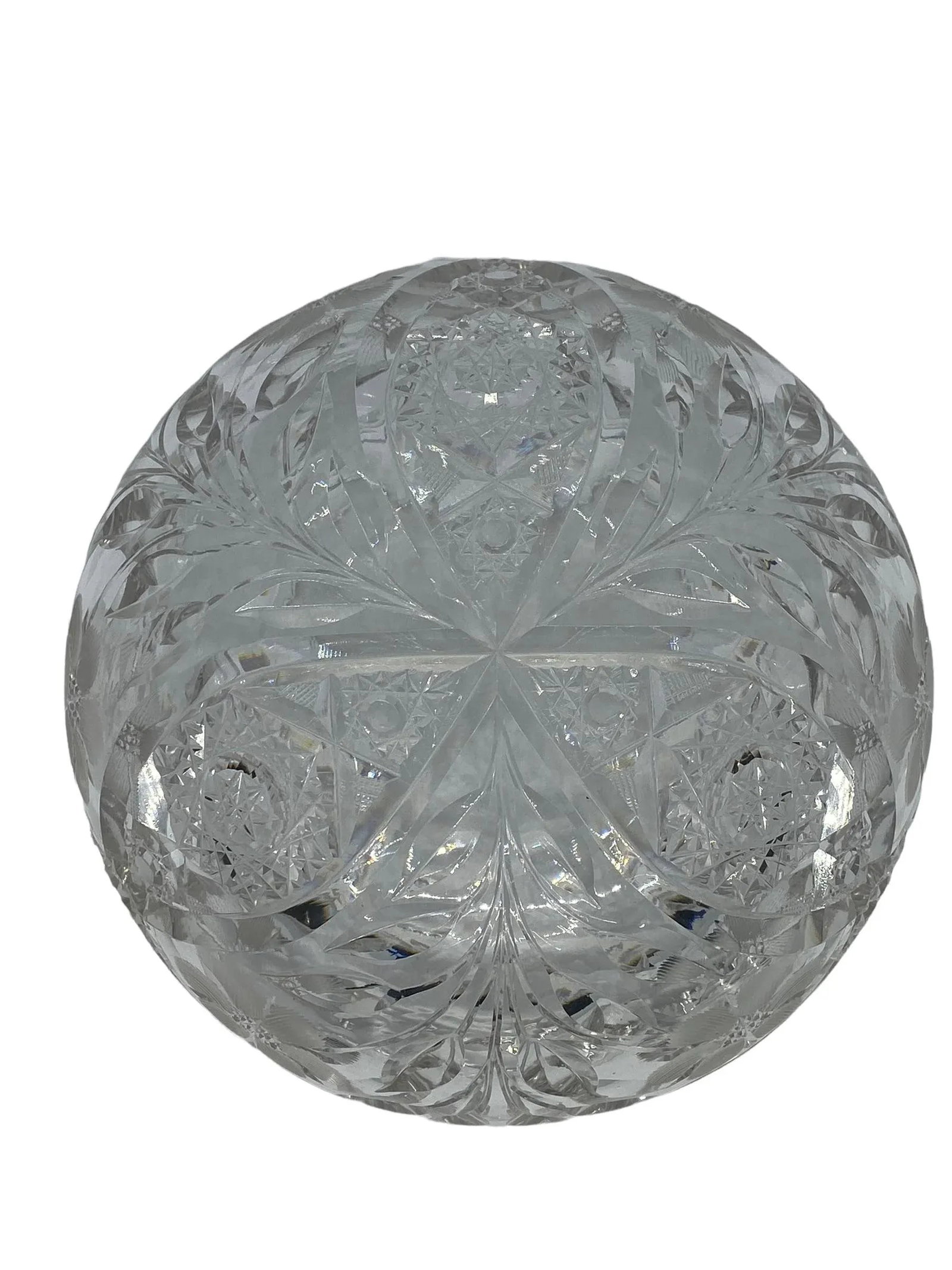 American Brilliant Period Cut Glass Abp Bowl With Sawtooth Rim and Floral Design - 9
