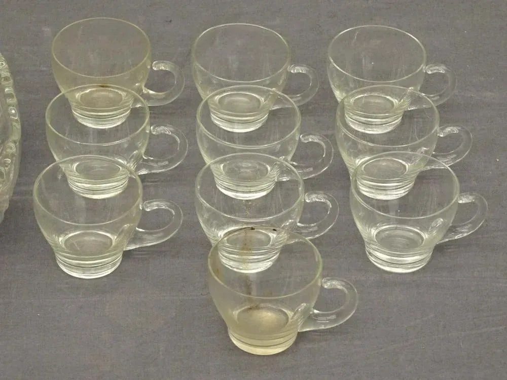 19th Century Antique Cut Glass Punch Bowl Set- 22 Pieces - 2
