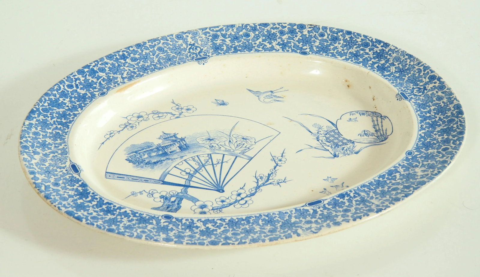 Antique 1870's Copeland Pottery Blue & White Chinoiserie Serving Platter - 2