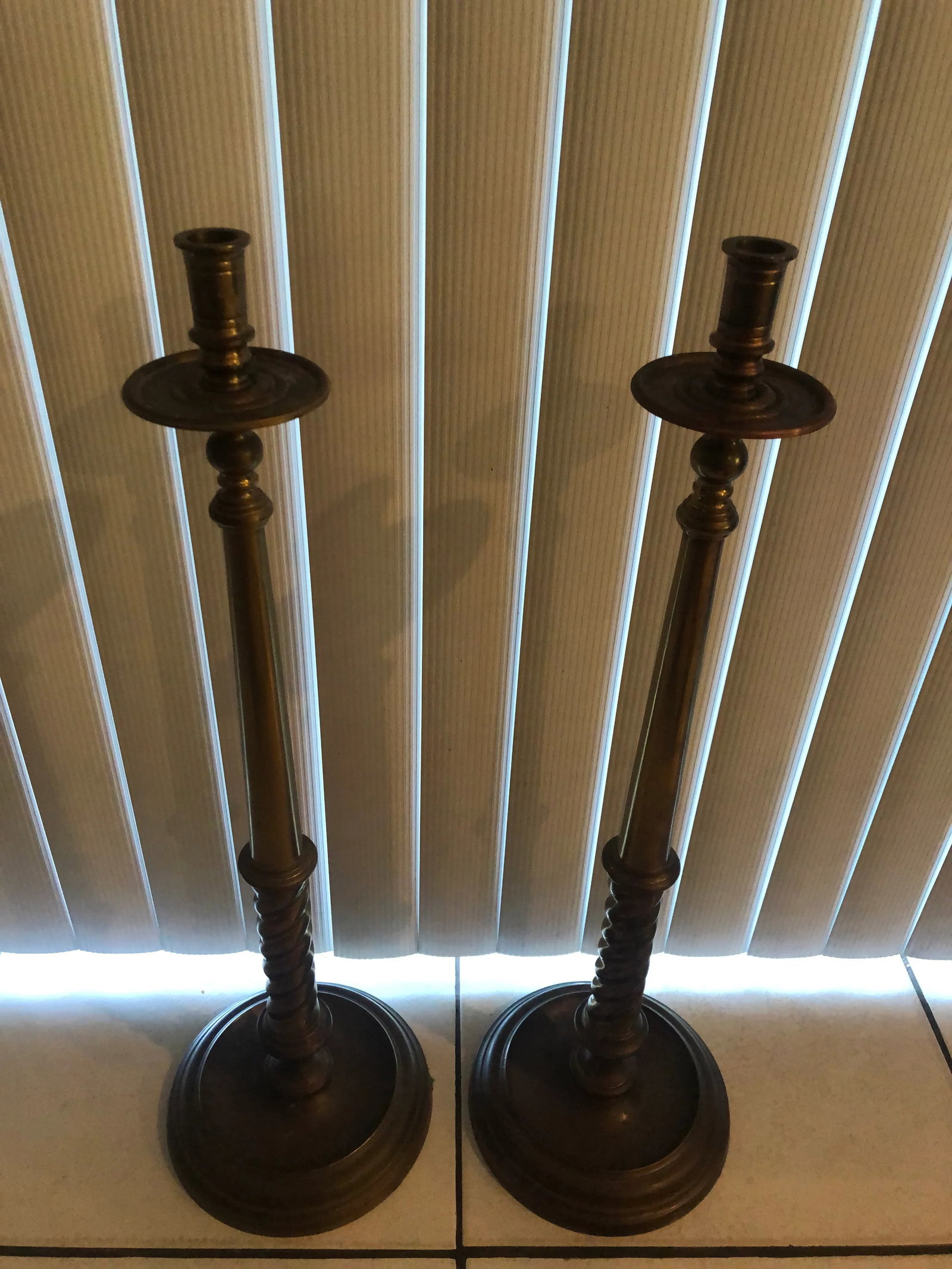 Vintage Maitland Smith Brass Candle eSticks - a Pair - 13