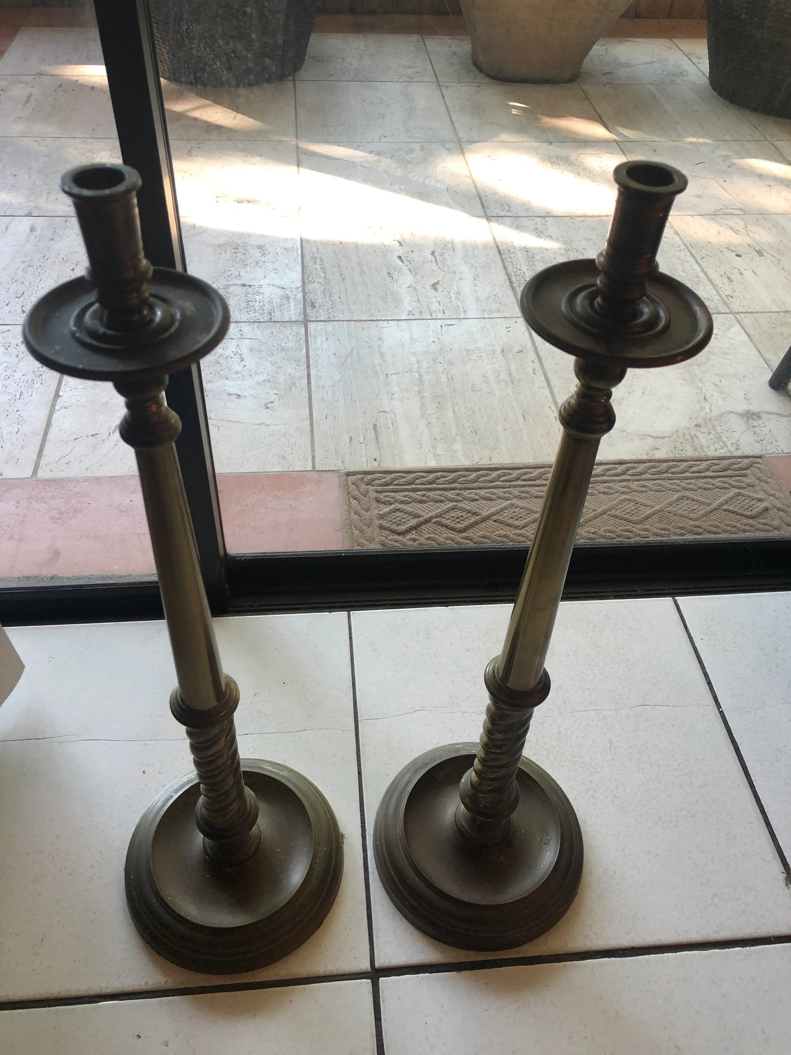 Vintage Maitland Smith Brass Candle eSticks - a Pair - 5