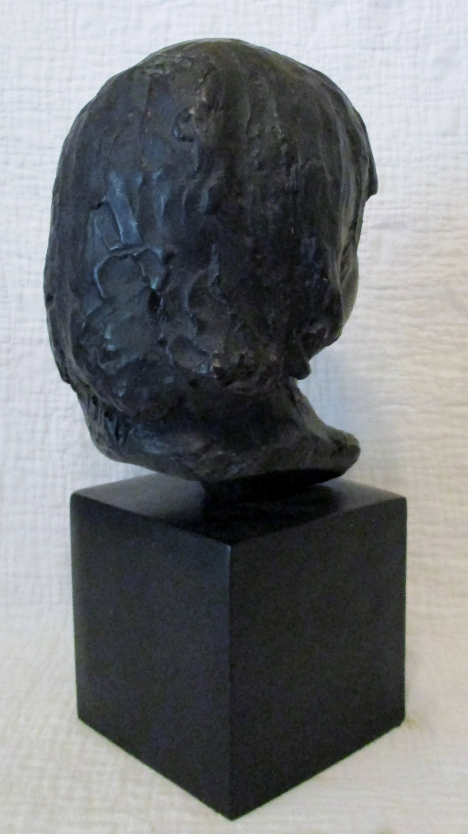 1970s Amr Spadem Stone Sculpture Black Bust of Child on Stone Base - 6