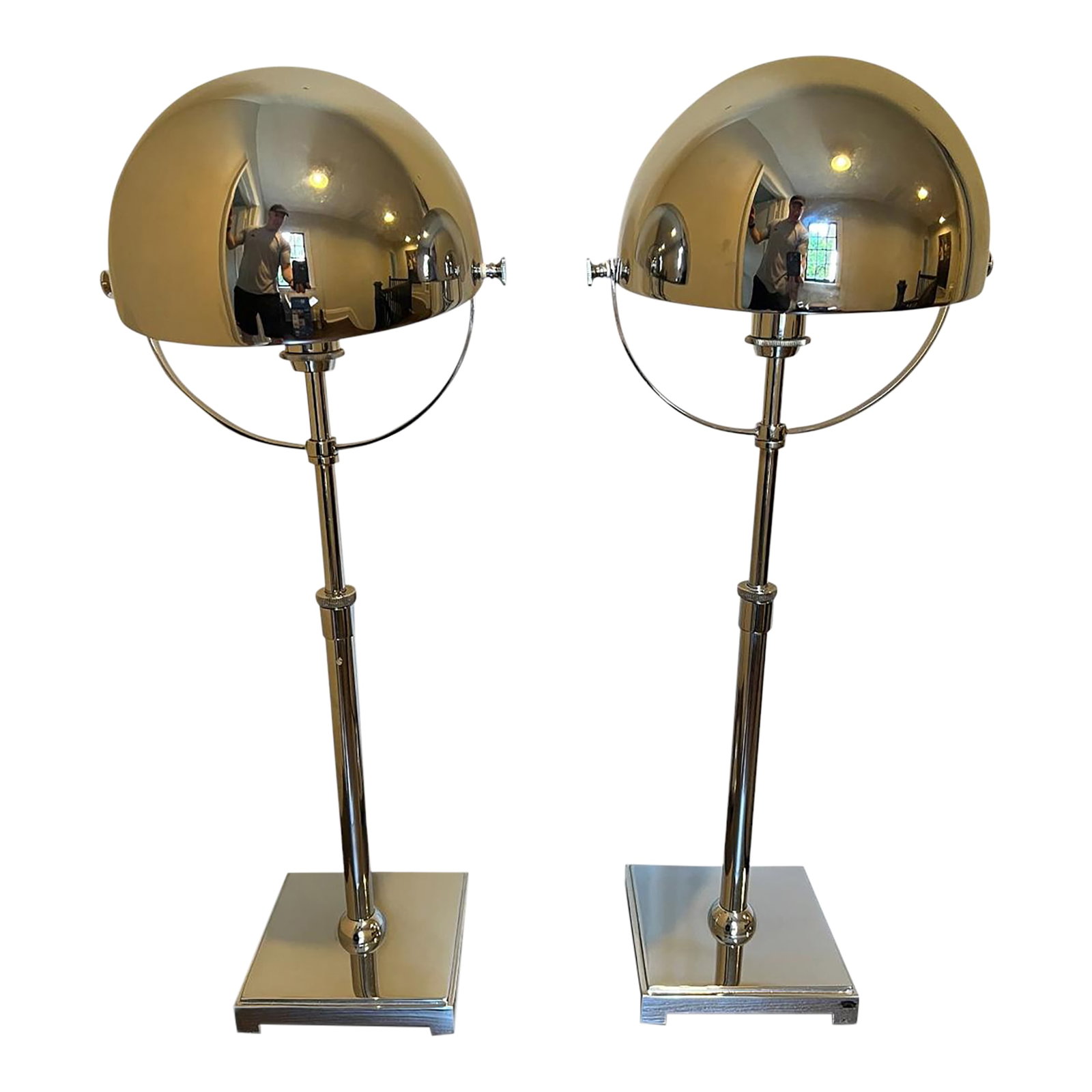 Restoration Hardware Hemisphere Chrome Table Lamps - Set of 2 (1 of 10)