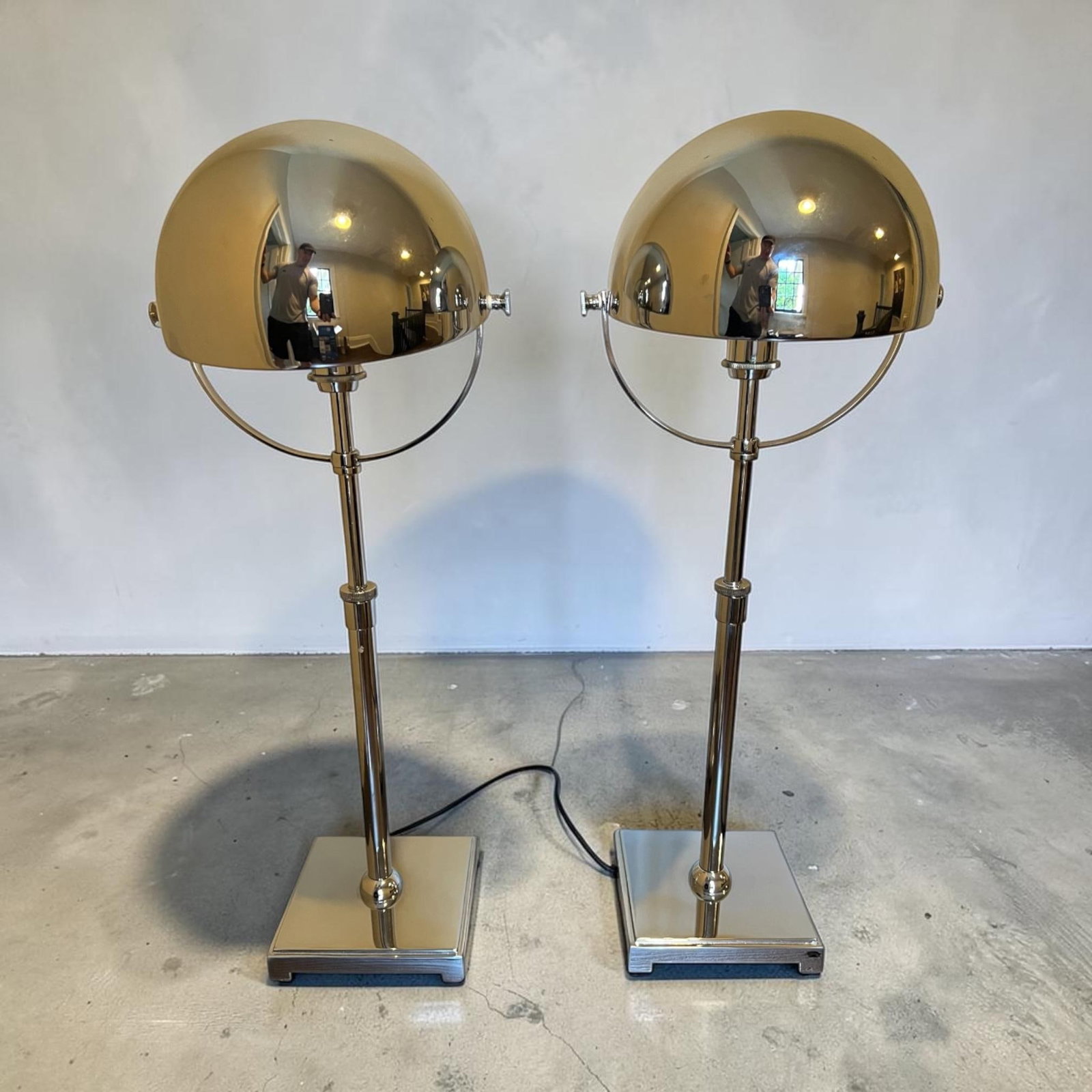 Restoration Hardware Hemisphere Chrome Table Lamps - Set of 2 - 2