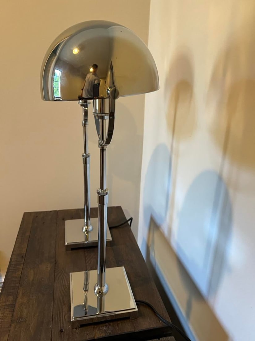 Restoration Hardware Hemisphere Chrome Table Lamps - Set of 2 - 5