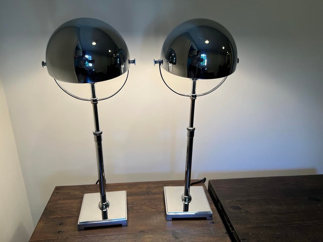Restoration Hardware Hemisphere Chrome Table Lamps - Set of 2 - 7