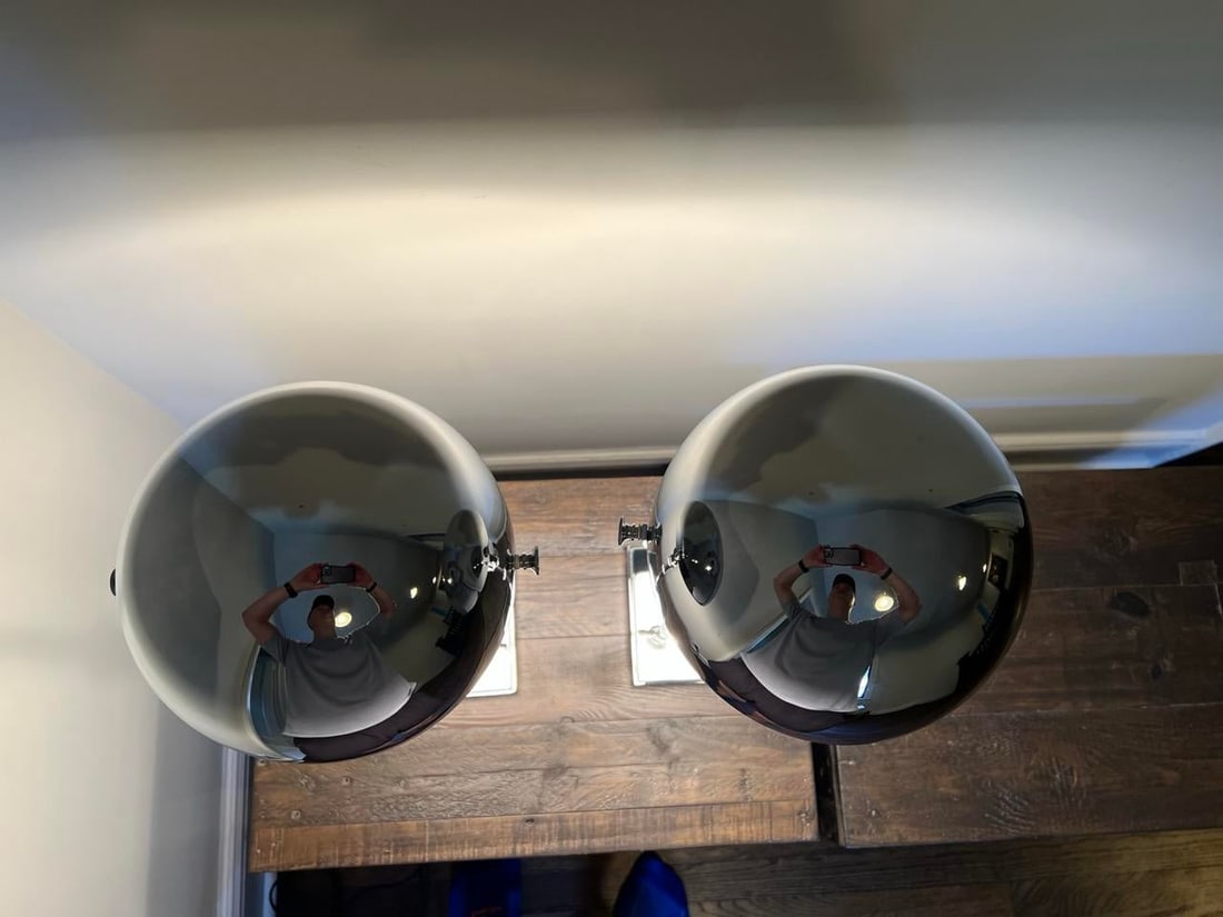 Restoration Hardware Hemisphere Chrome Table Lamps - Set of 2 - 8