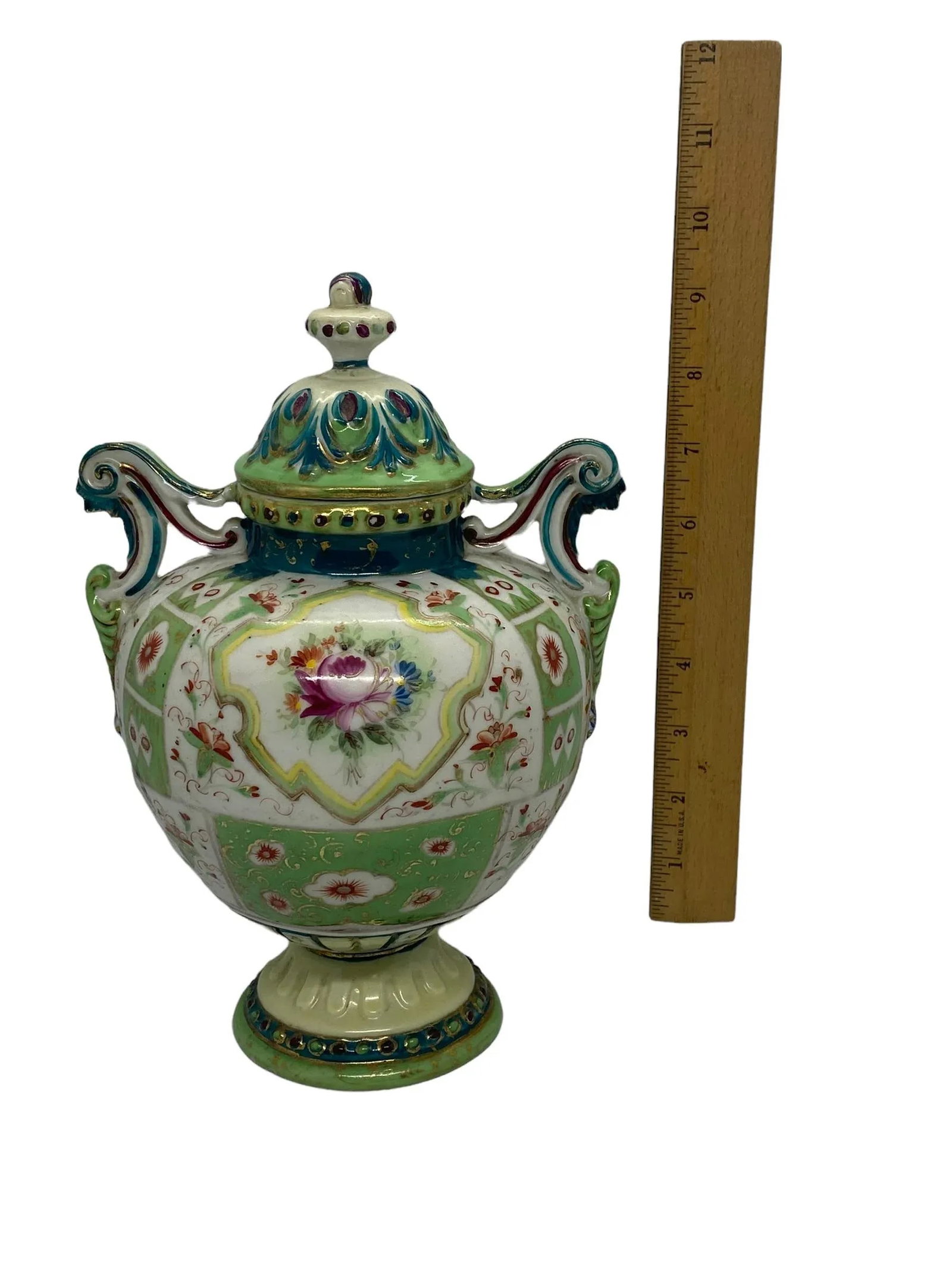 Vintage French Porcelain Hydria Shaped Lidded Urn - 11