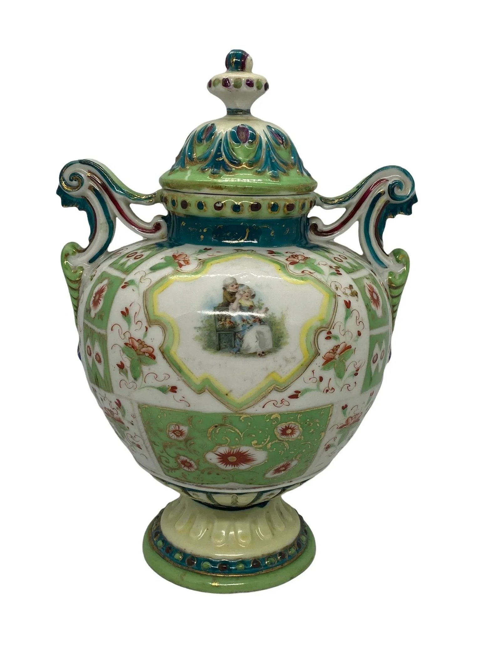 Vintage French Porcelain Hydria Shaped Lidded Urn - 13