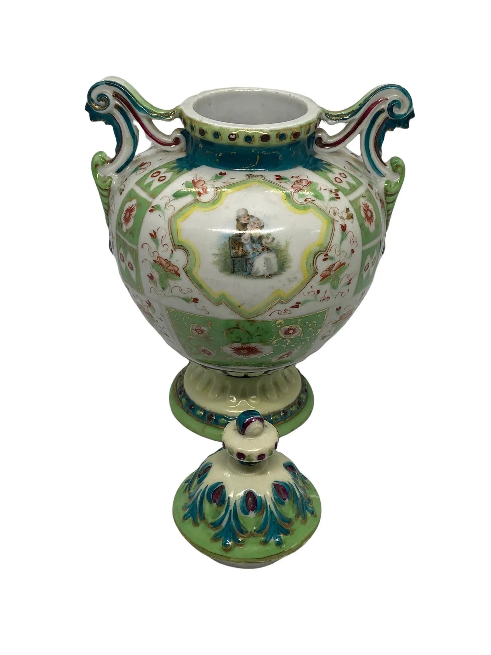 Vintage French Porcelain Hydria Shaped Lidded Urn - 6