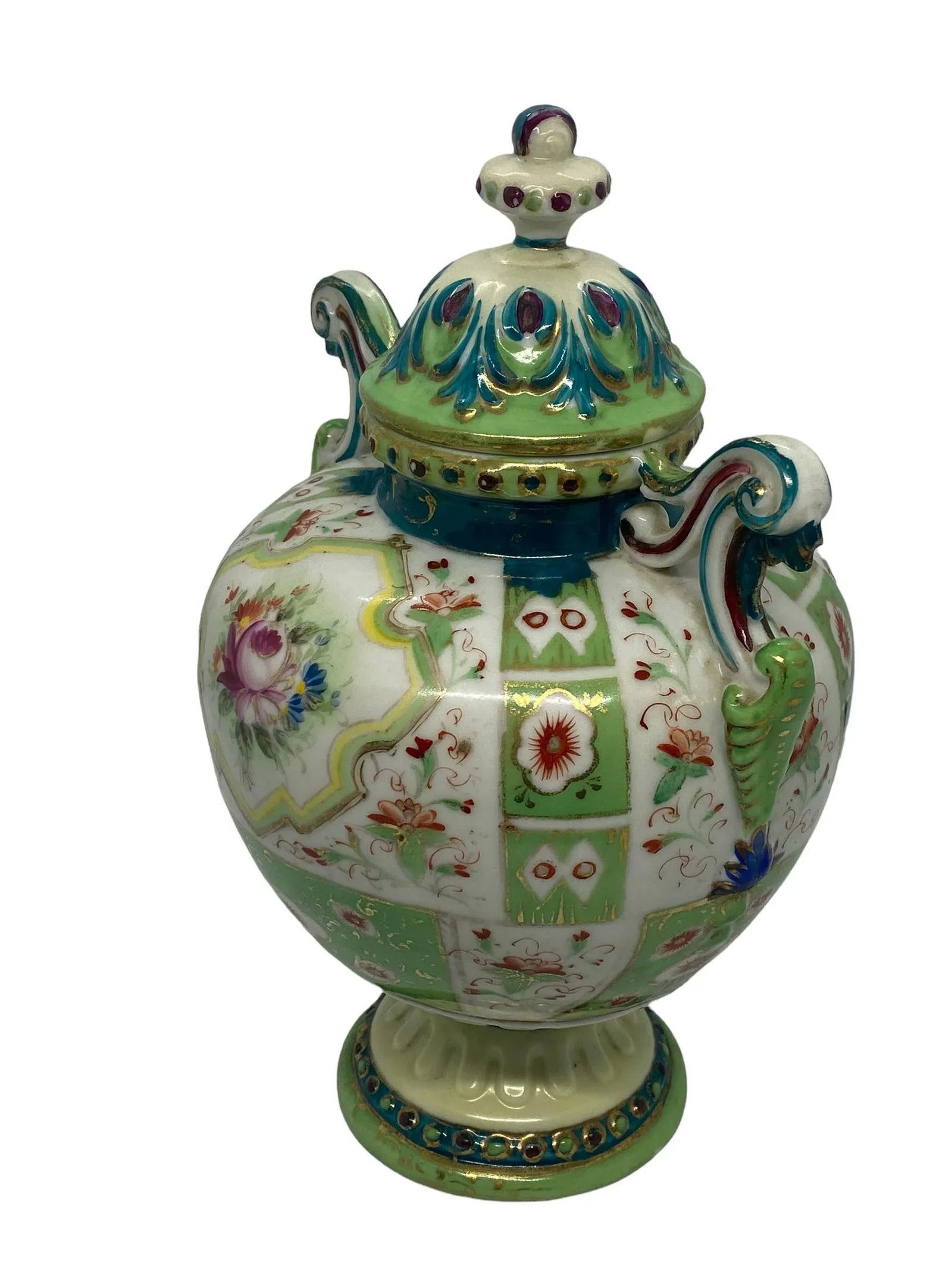 Vintage French Porcelain Hydria Shaped Lidded Urn - 7