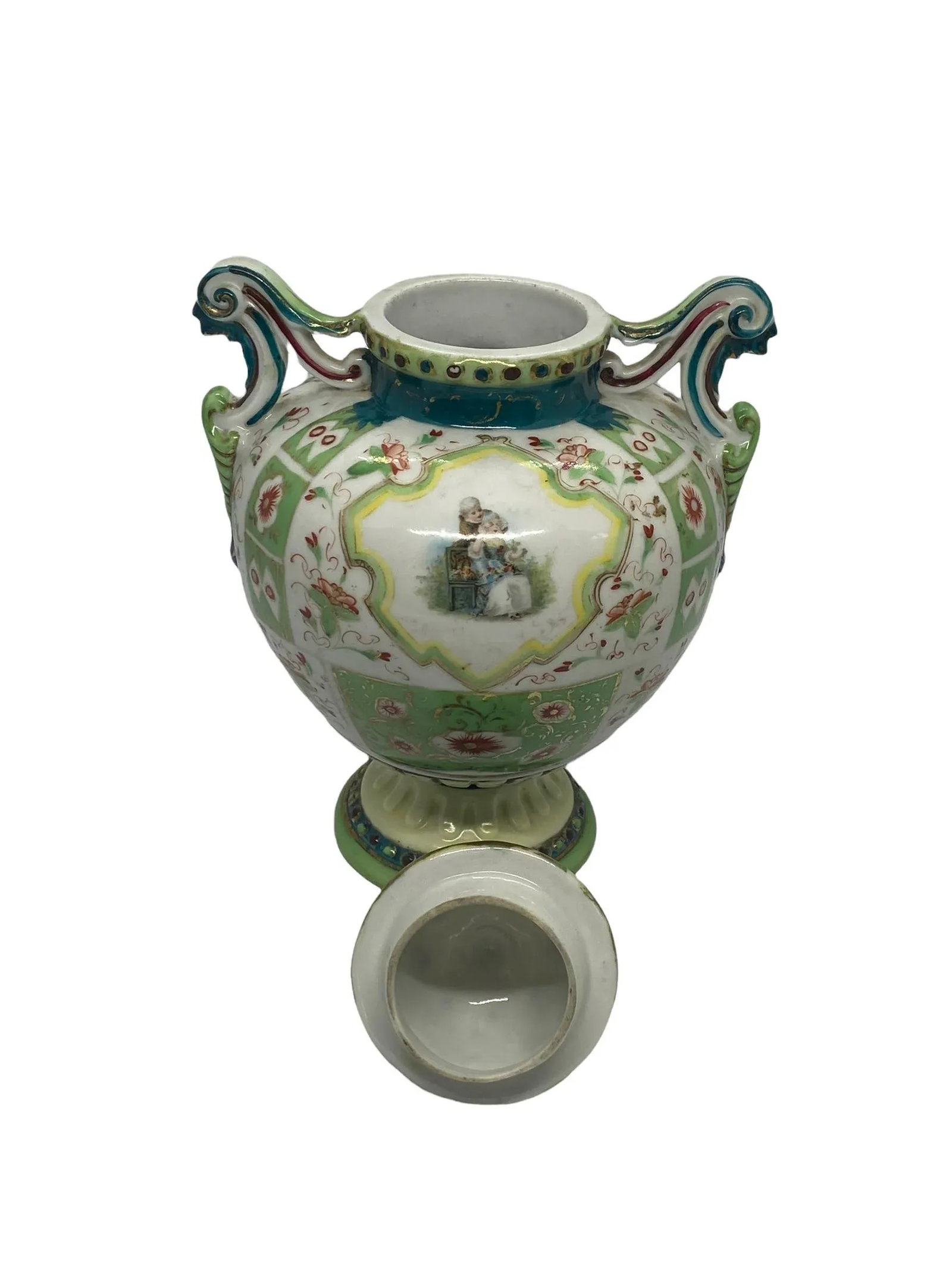 Vintage French Porcelain Hydria Shaped Lidded Urn - 8