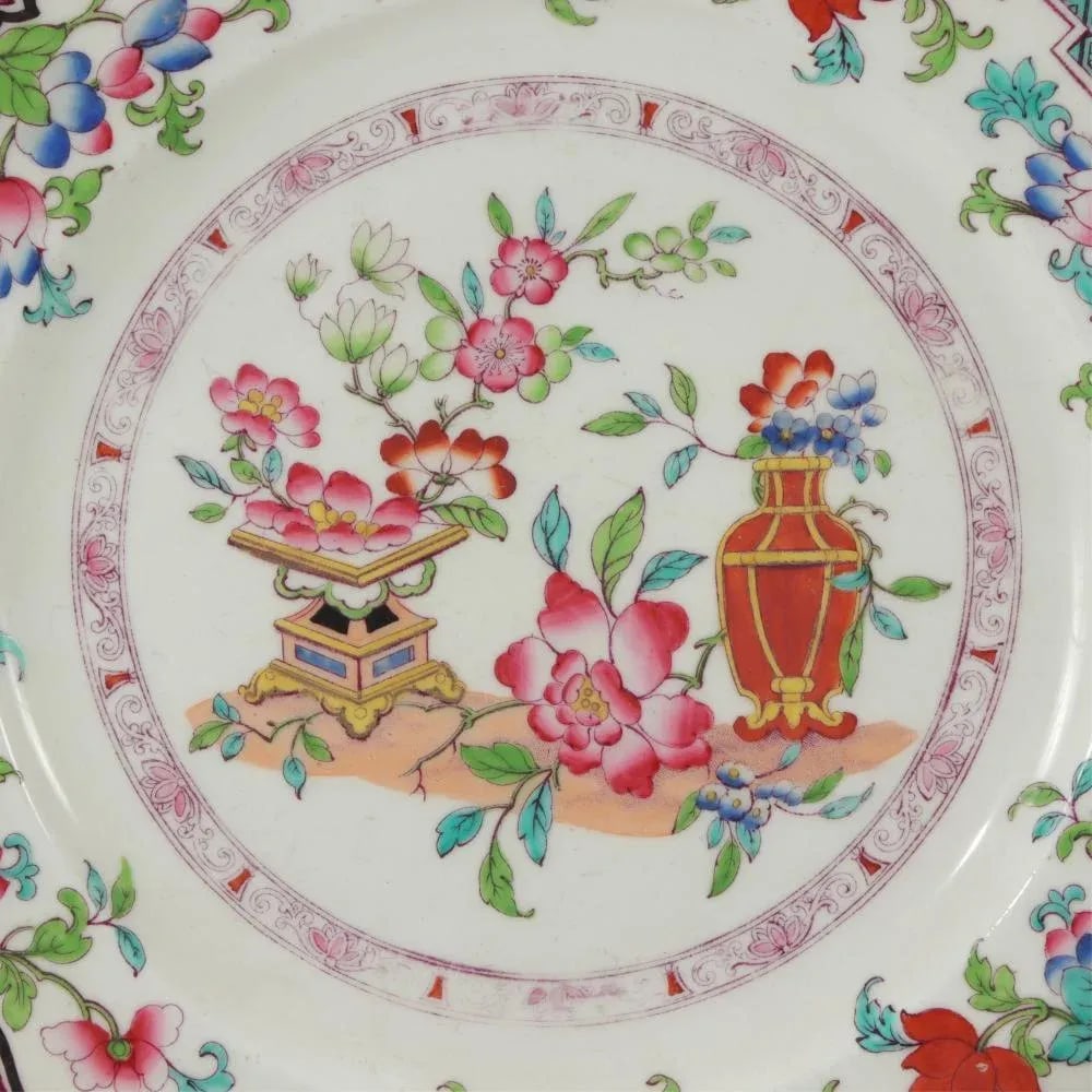1920s Minton's Porcelain Plates in the Poonah Pattern- a Pair - 5
