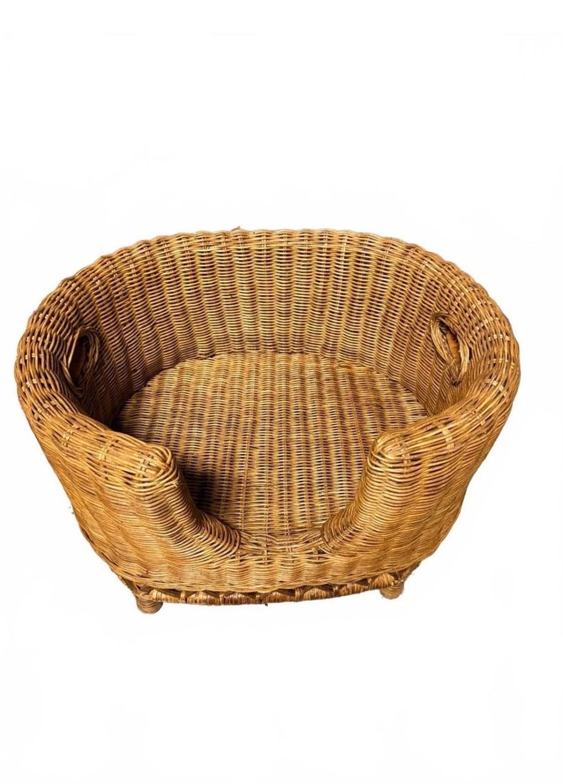 Vintage Wicker Rattan Pet Bed - 4
