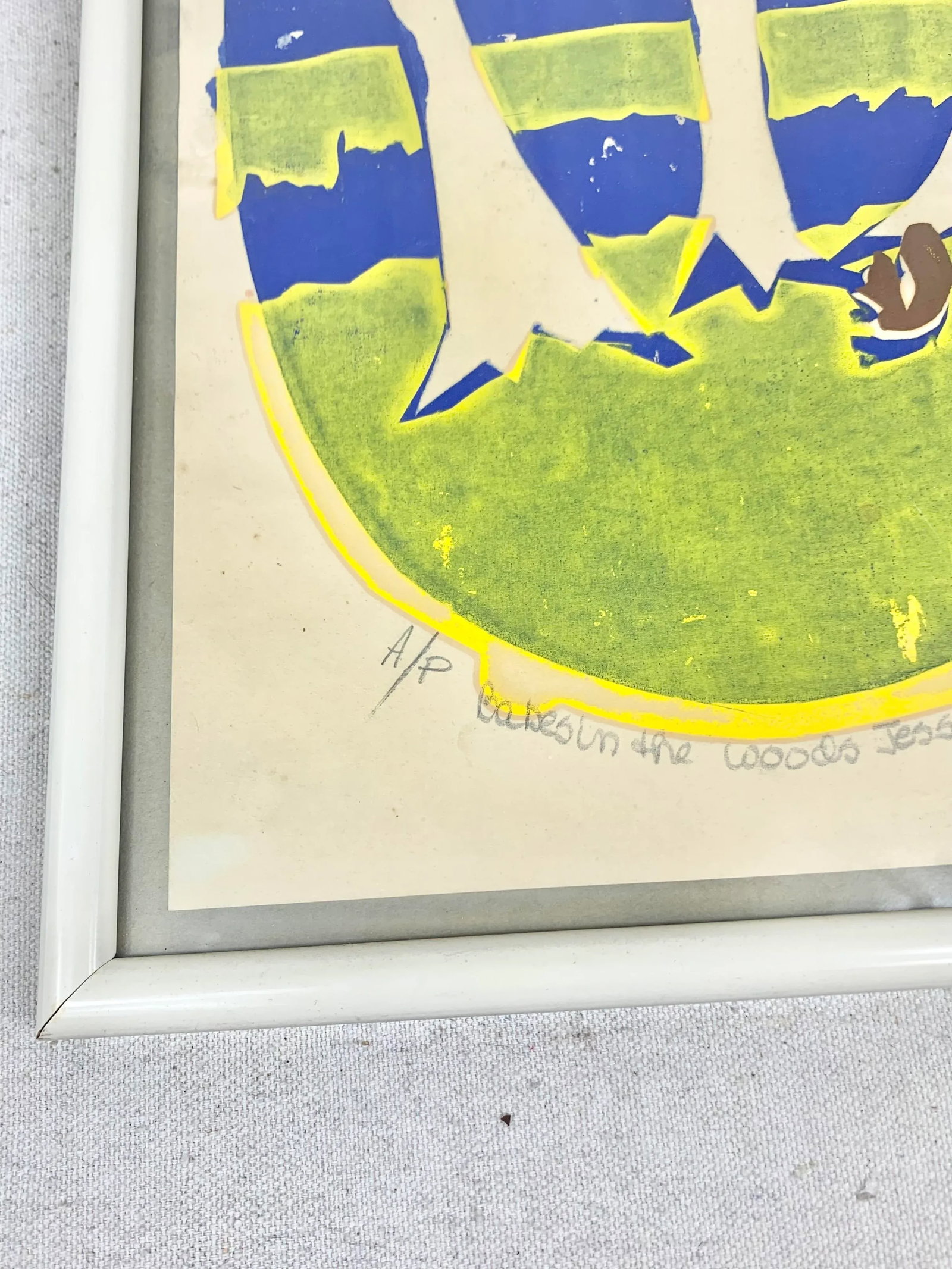 Mid 20th Century "Babes in the Woods" Artists Proof Linocut Print, Framed - 4