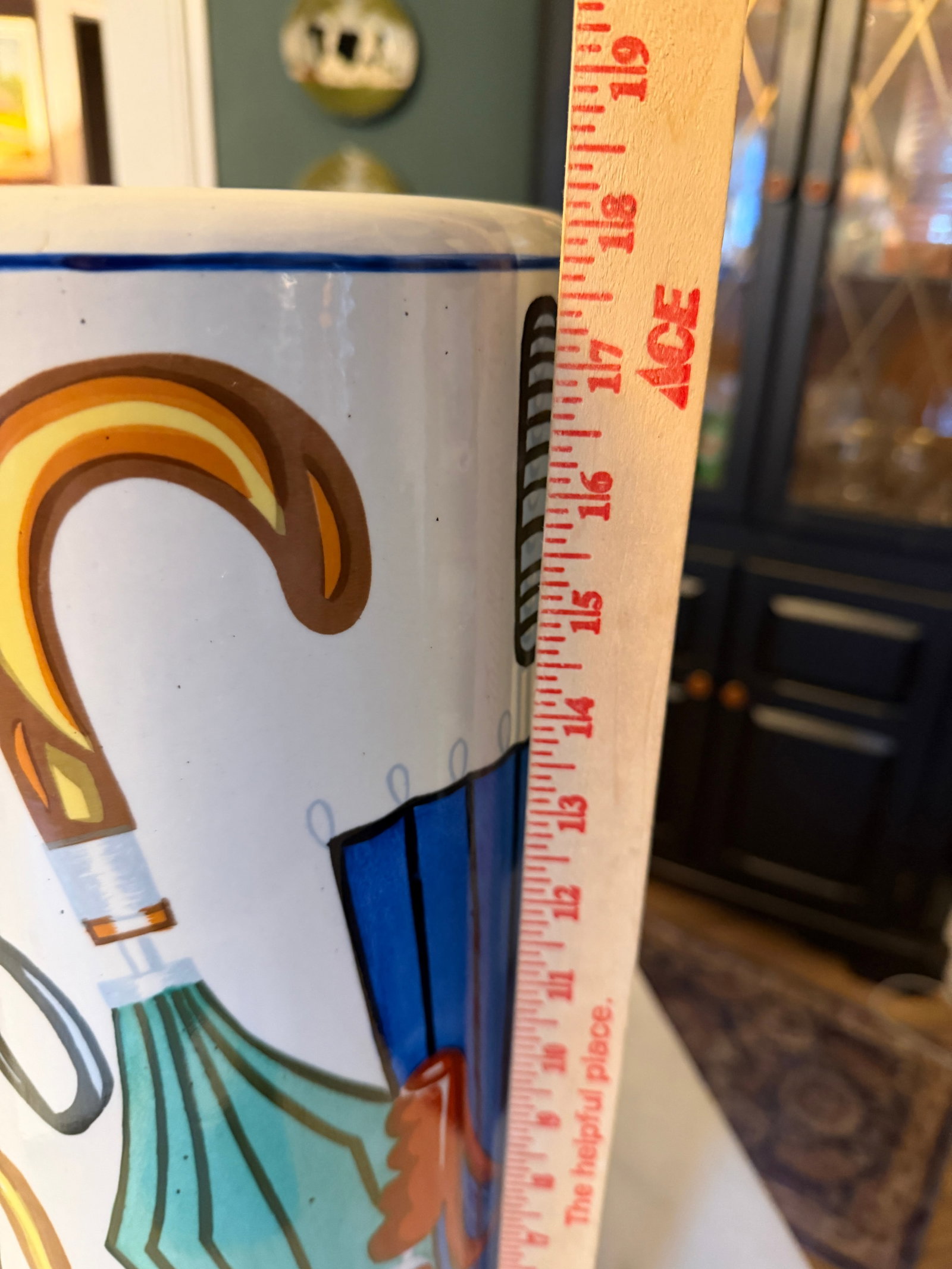 Hand Painted Postmodern 80s Ceramic Umbrella Holder Fornasetti Style Graphic Art - 7