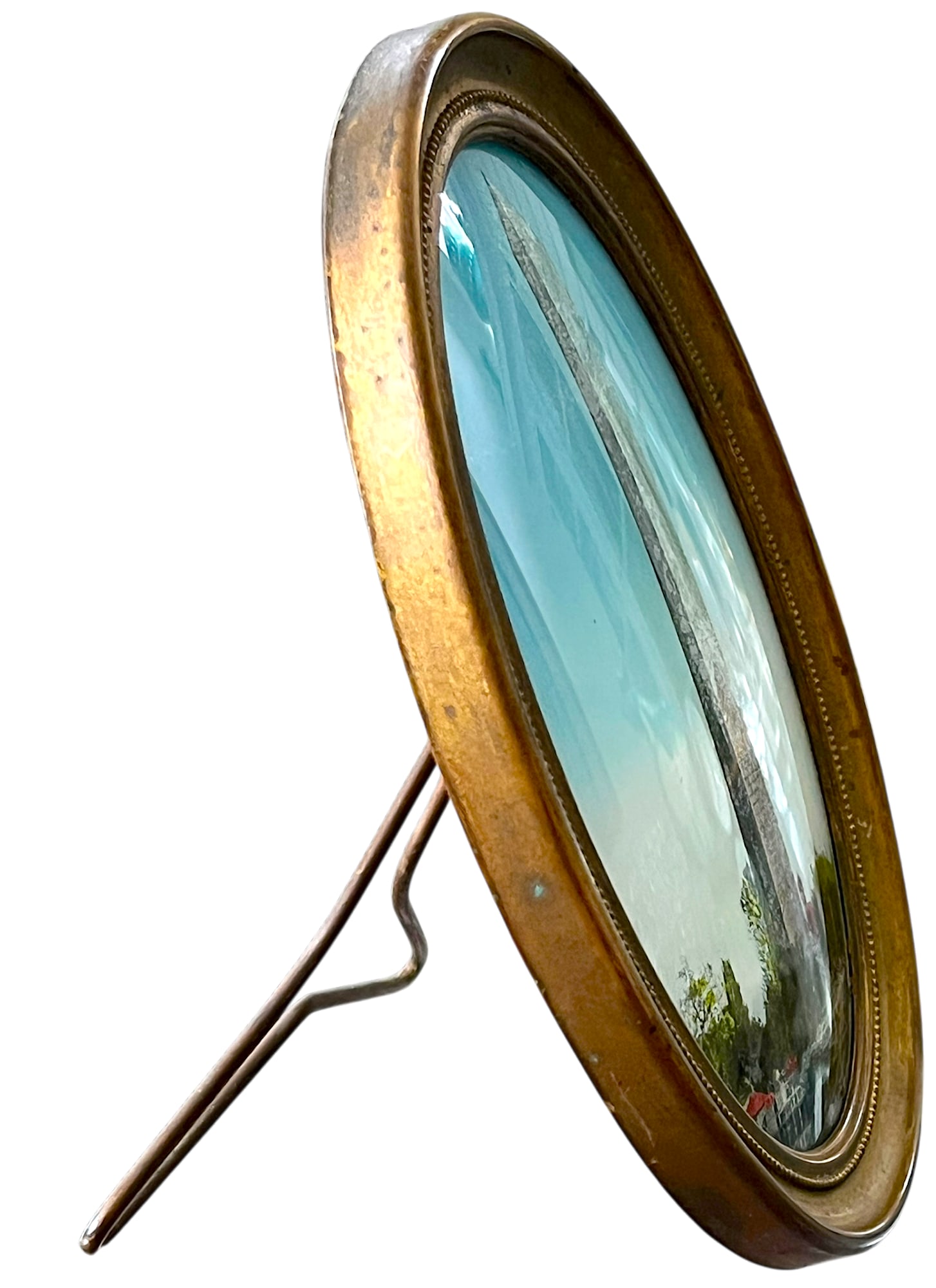 Antique Reverse-Painted Washington Monument Glass Plaque in Oval Brass Frame, Circa 1900 - 5