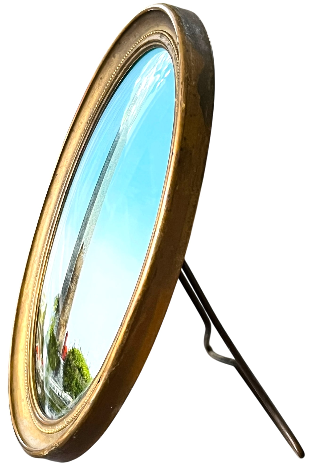 Antique Reverse-Painted Washington Monument Glass Plaque in Oval Brass Frame, Circa 1900 - 6