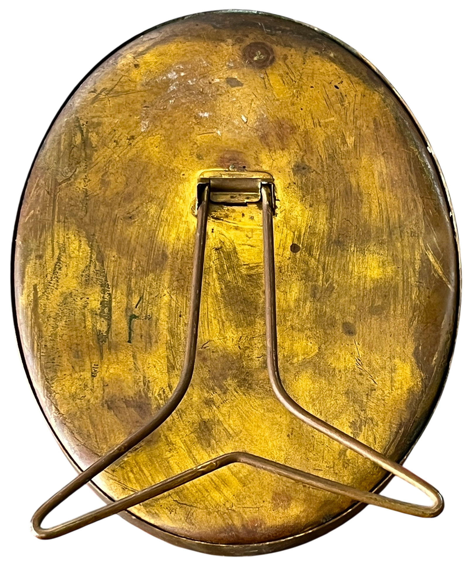 Antique Reverse-Painted Washington Monument Glass Plaque in Oval Brass Frame, Circa 1900 - 7