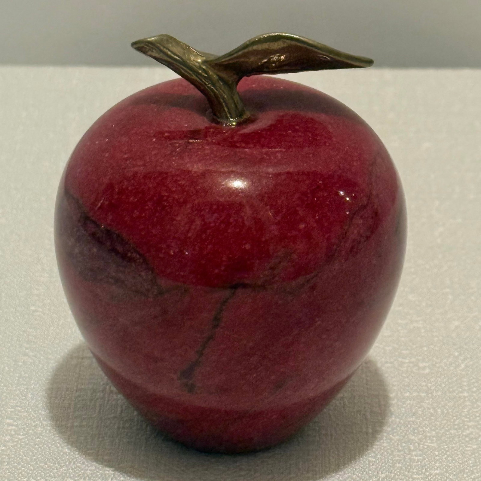 Vintage Carved Red Marble Apple Paperweight - Styled After Mangani / Italian Stone Fruit - 3
