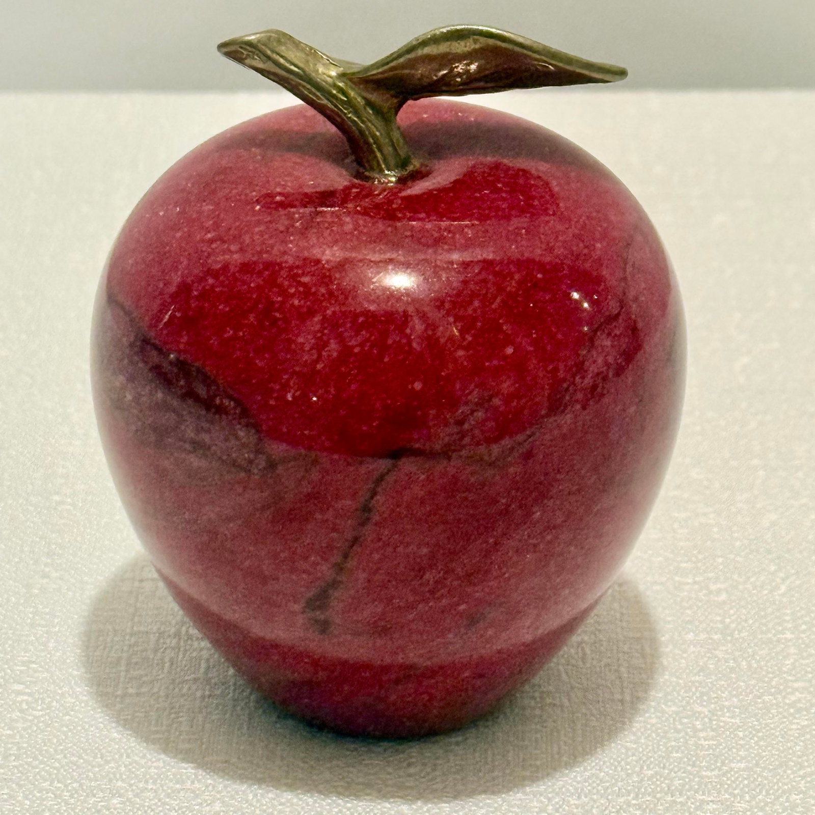 Vintage Carved Red Marble Apple Paperweight - Styled After Mangani / Italian Stone Fruit - 5