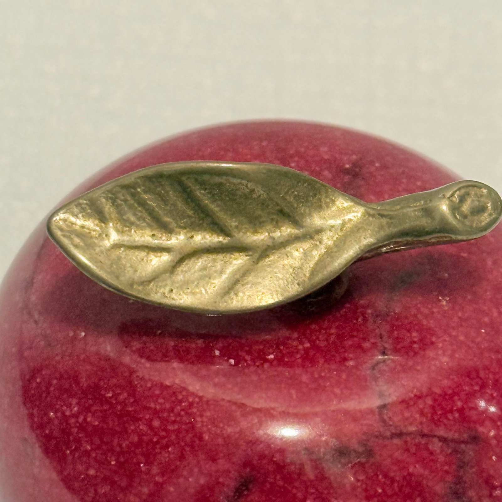 Vintage Carved Red Marble Apple Paperweight - Styled After Mangani / Italian Stone Fruit - 6