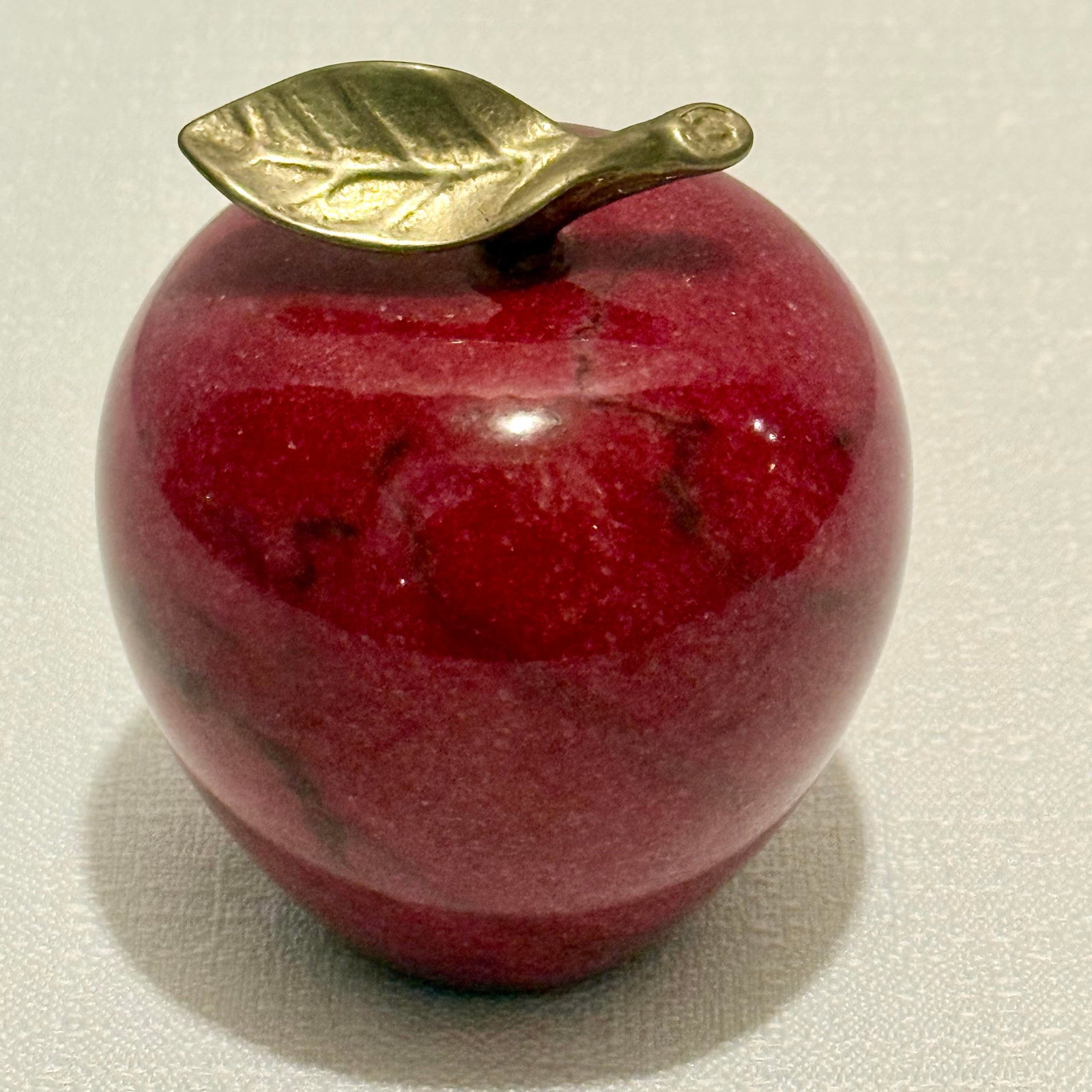 Vintage Carved Red Marble Apple Paperweight - Styled After Mangani / Italian Stone Fruit - 7