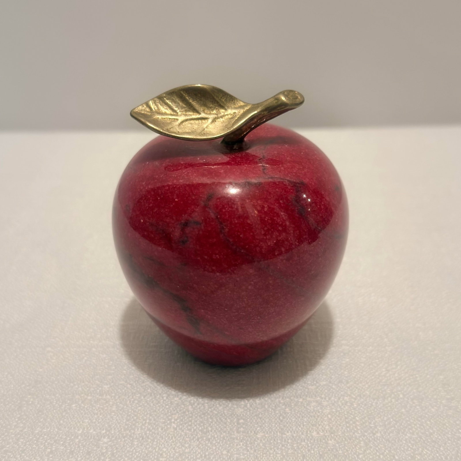 Vintage Carved Red Marble Apple Paperweight - Styled After Mangani / Italian Stone Fruit - 8