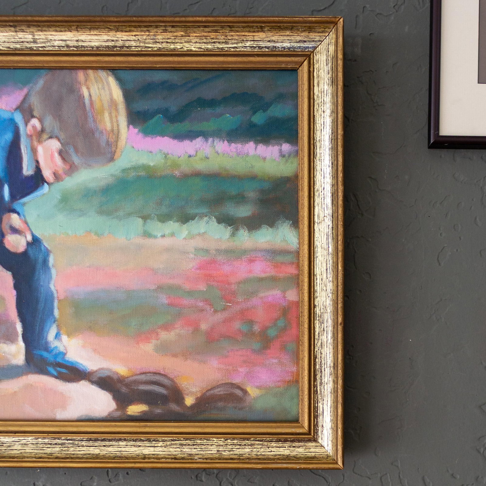 Bright Impressionist Oil Painting by Oregon Artist Boy Meets Squirrel - 8