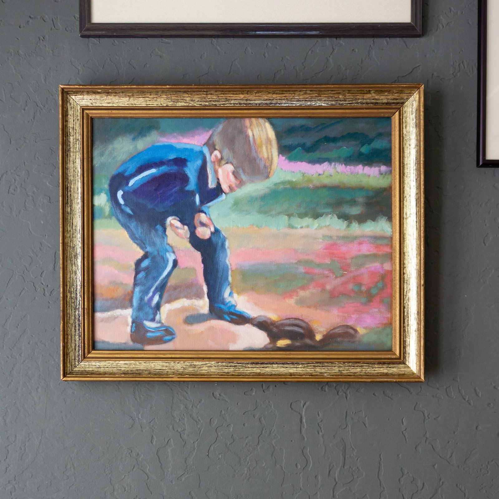 Bright Impressionist Oil Painting by Oregon Artist Boy Meets Squirrel - 9