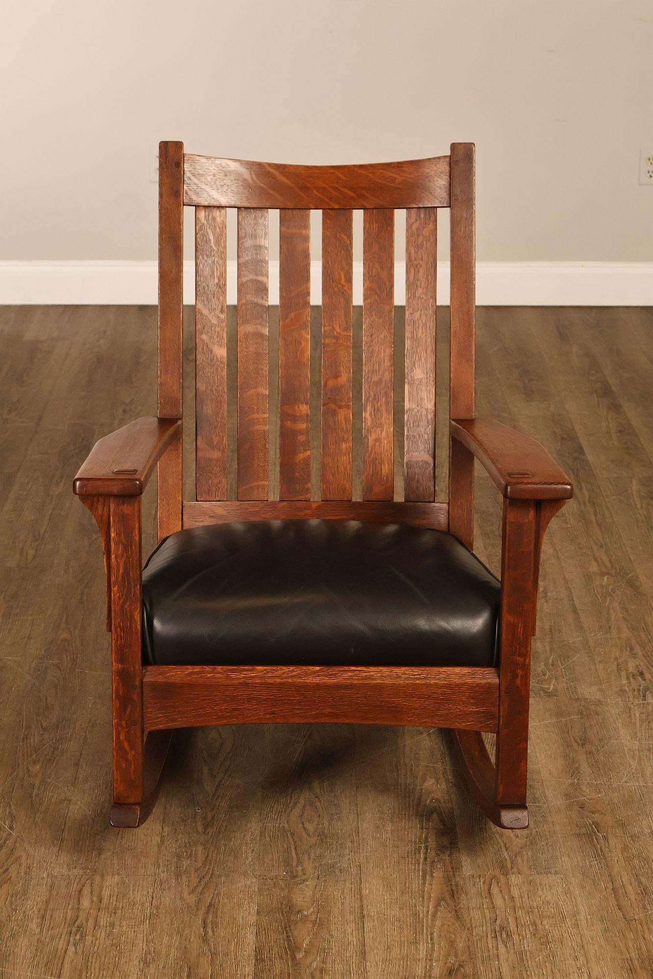 Antique L & J.G. Stickley Mission Oak Rocking Chair - 15