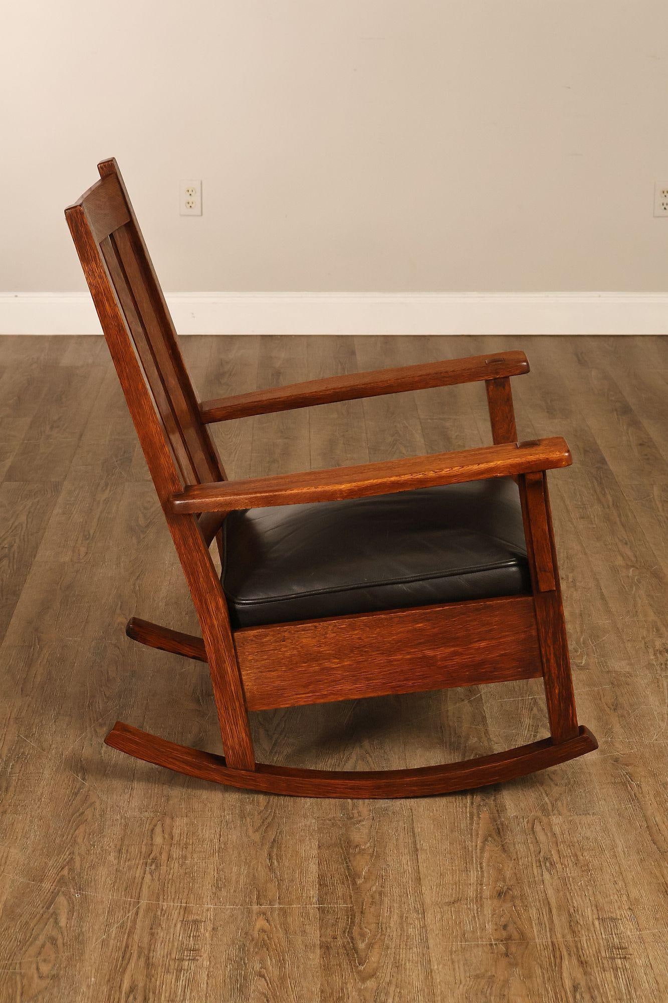 Antique L & J.G. Stickley Mission Oak Rocking Chair - 16