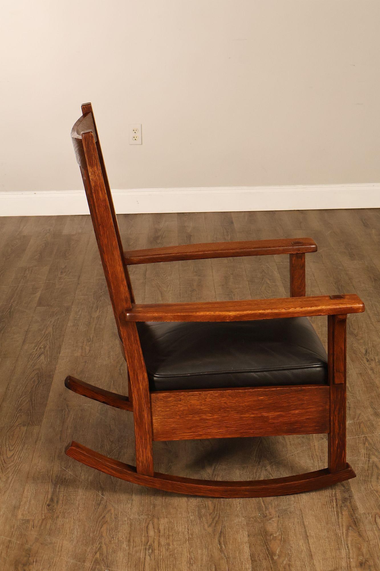 Antique L & J.G. Stickley Mission Oak Rocking Chair - 17