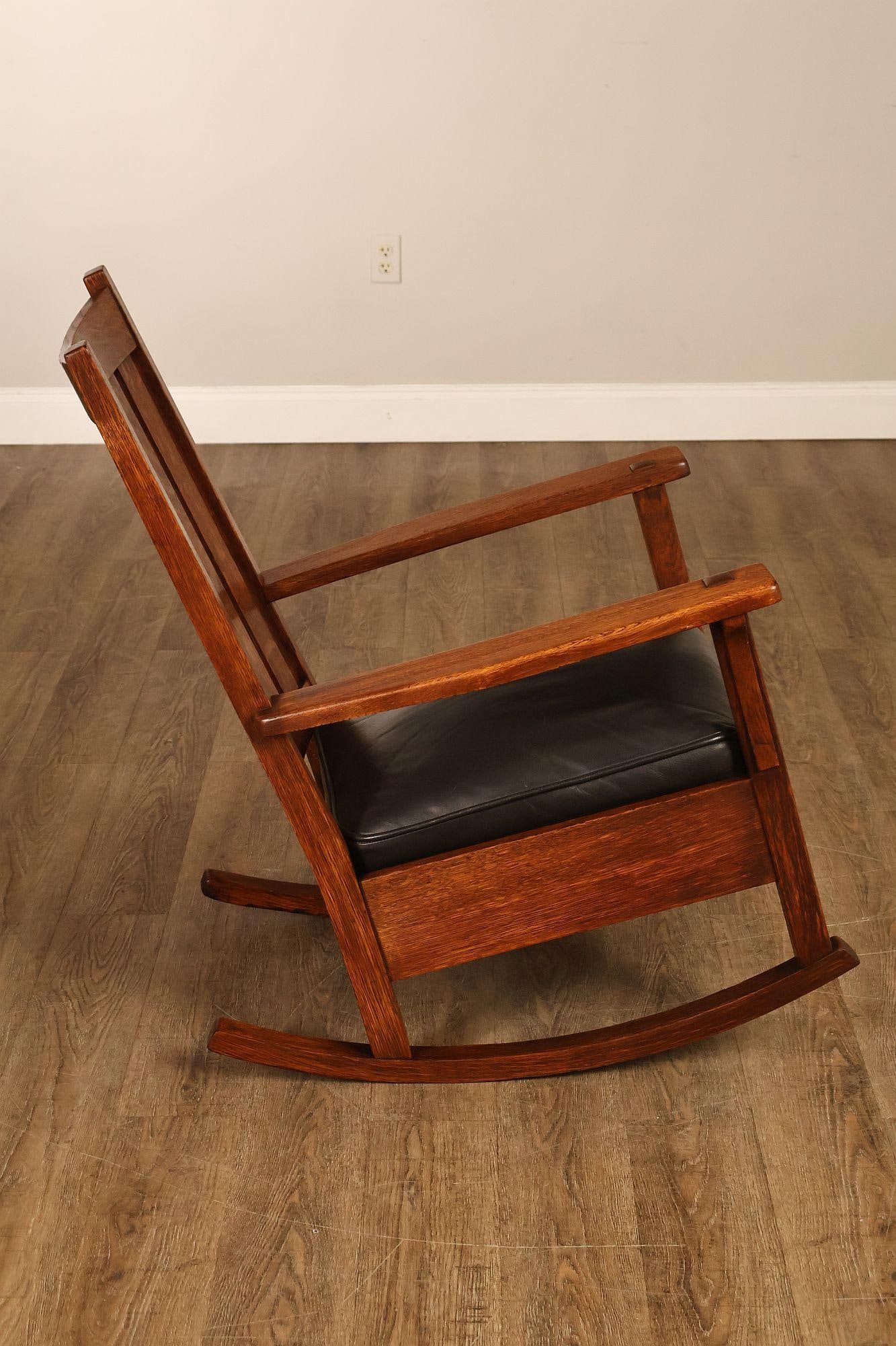 Antique L & J.G. Stickley Mission Oak Rocking Chair - 18