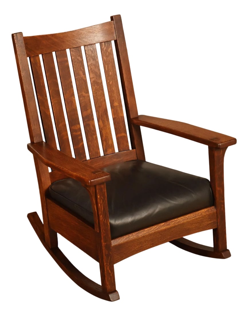 Antique L & J.G. Stickley Mission Oak Rocking Chair (1 of 18)