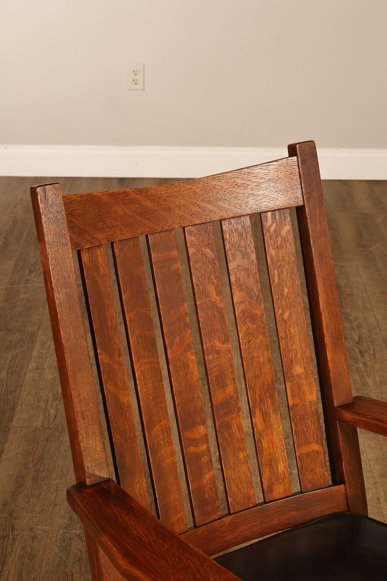 Antique L & J.G. Stickley Mission Oak Rocking Chair - 4