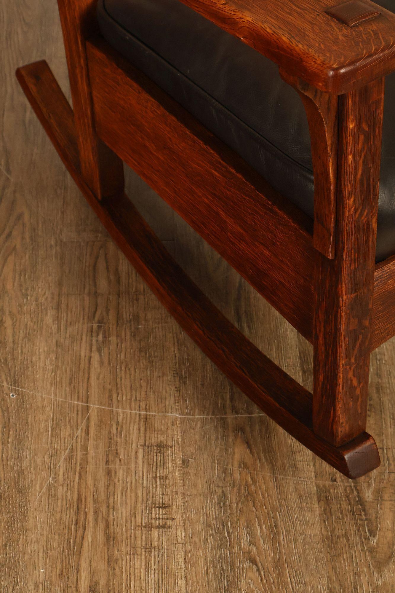 Antique L & J.G. Stickley Mission Oak Rocking Chair - 8