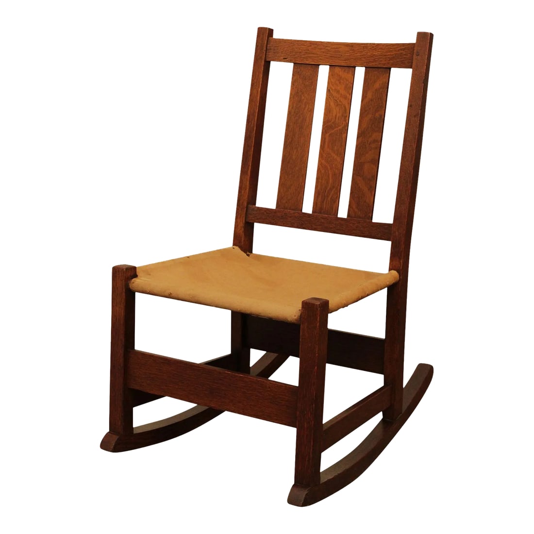 Antique L & J. G. Stickley Mission Oak Nursing Rocker: High Quality Antique Solid Oak Armless Rocking Chair with Original L & J. G. Stickley Decal Condition: Alterations: Original Condition Unaltered Imperfections: Some Imperfections Condition Notes: Clea